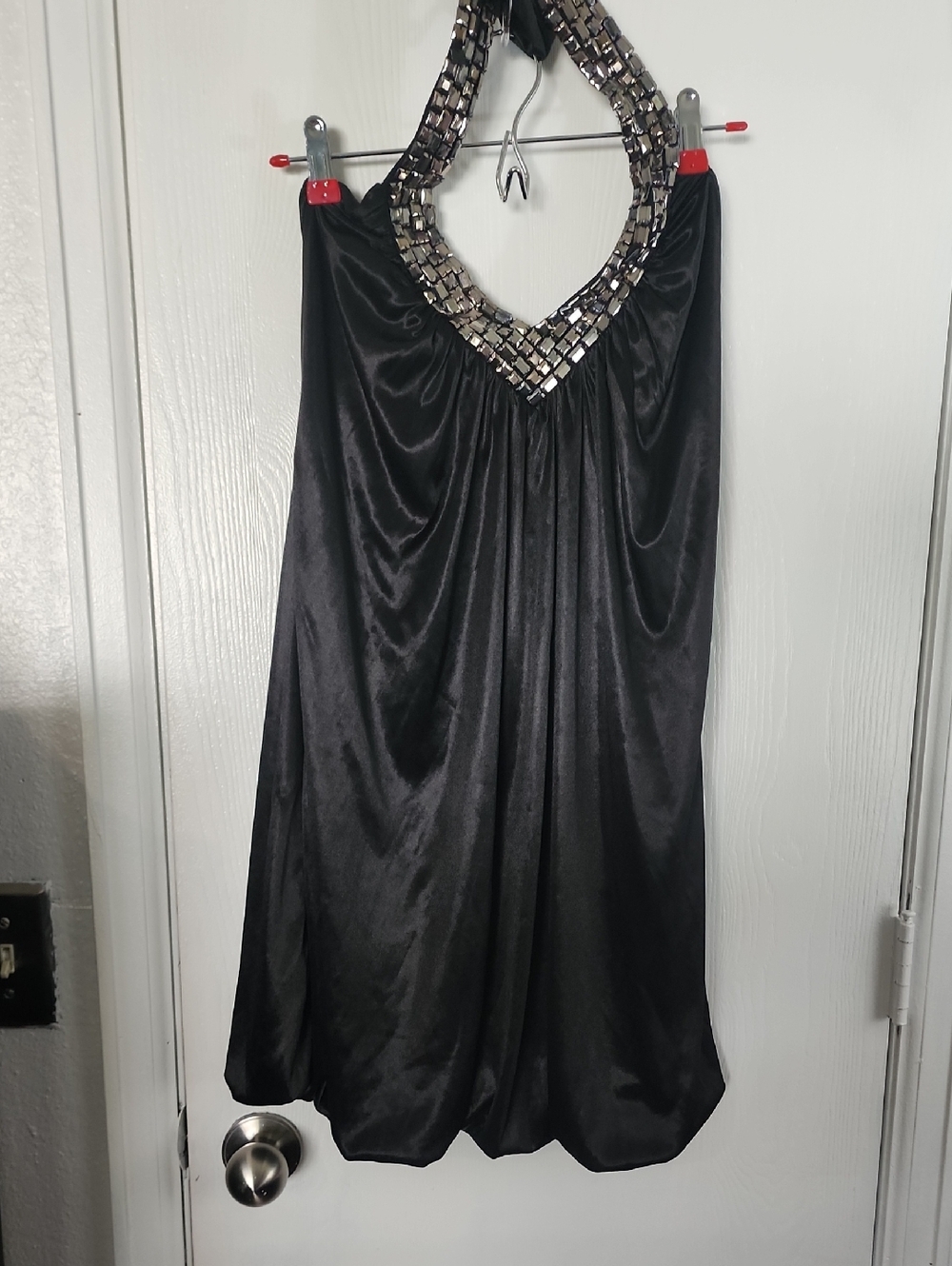 Black Embellished Halter Dress